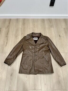 Vtg SCHOTT Leather Removable Fur Lined Button Blazer Disco Jacket Coat Mens 44
